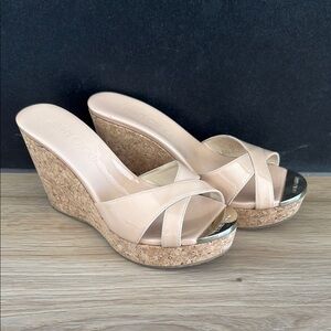 Jimmy Choo Nude Wedge Sandals